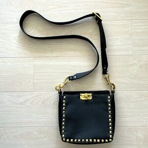 Faux Black Leather Studded Crossbody
